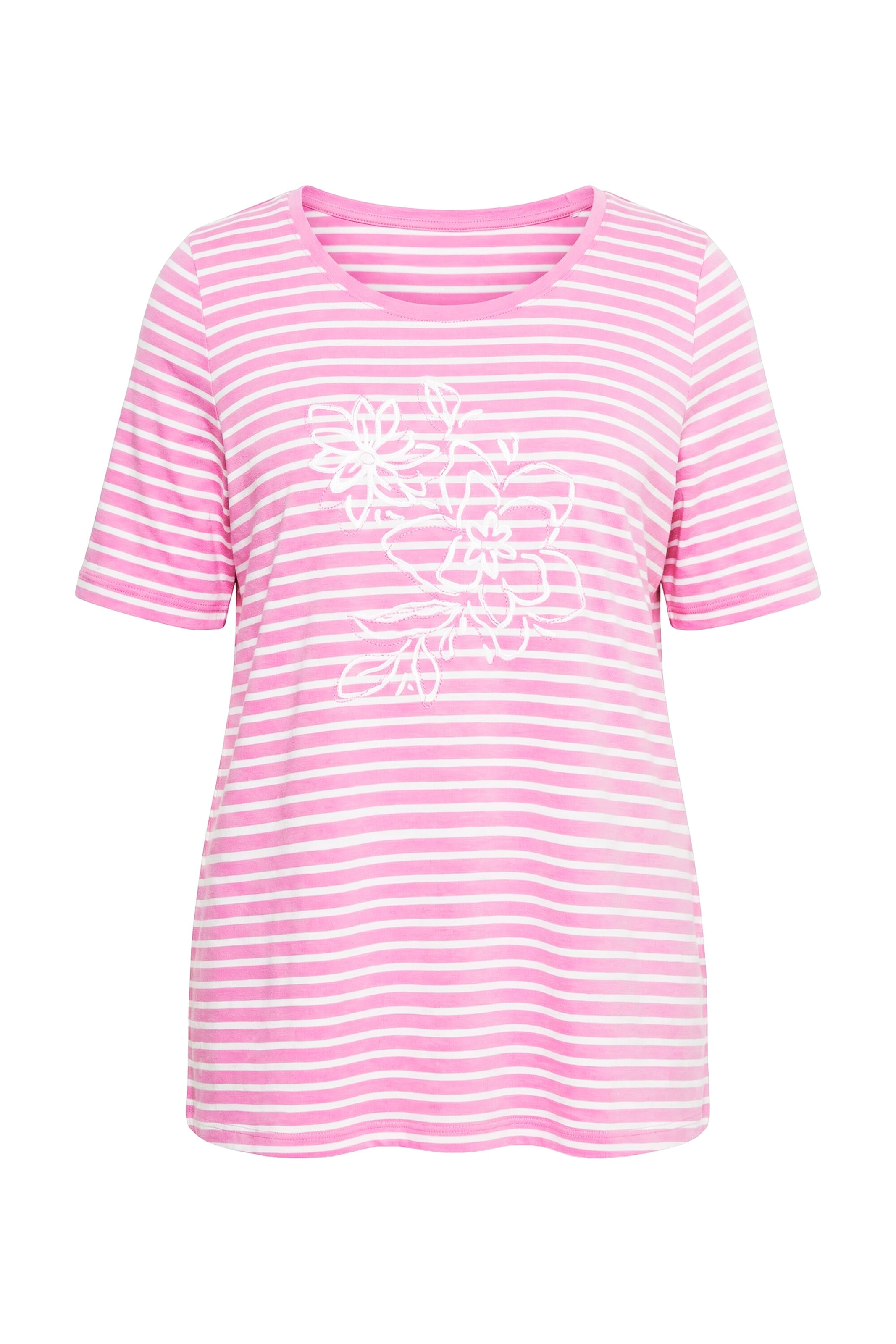 Ulla Popken Shirt in M-L in de kleur Rosa / Wit, Productweergave