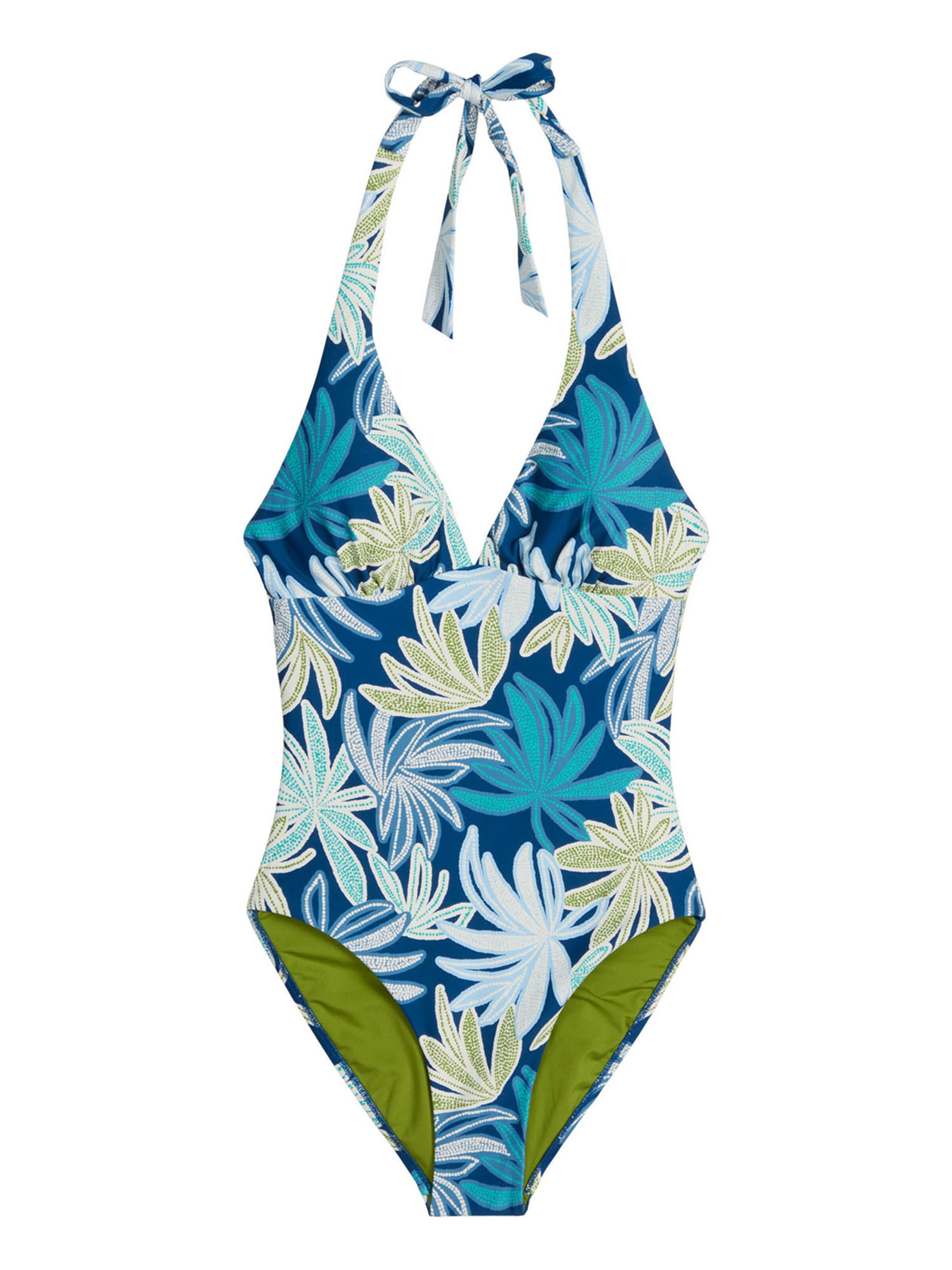 Marc O'Polo Bralette Swimsuit ' Bohemian Leaf ' in Blue: front