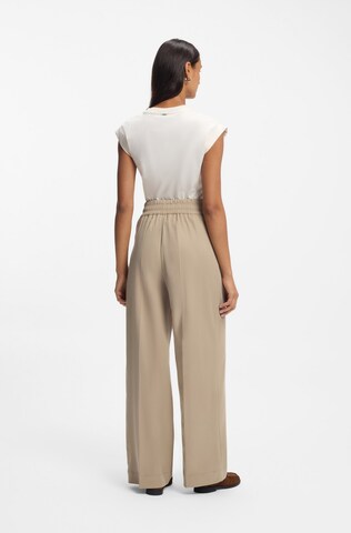 BOSS Wide leg Pleat-Front Pants 'Tarima' in Brown