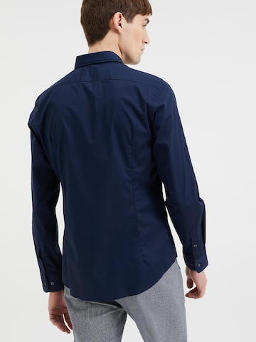 WE Fashion Slim fit Button Up Shirt in Blue