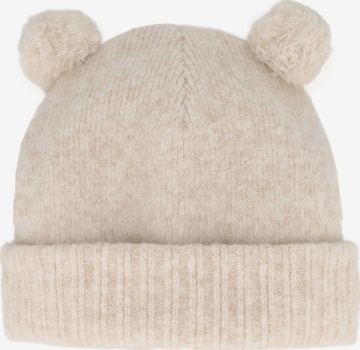 MAXIMO Mütze 'BABY-Beanie, 2 Pompons, Umschlag, gerautes Futter' in Weiß: Vorderseite