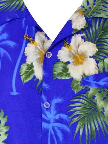 King Kameha Shirt 'Small Flower' in Blue