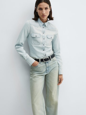 MANGO Blouse 'SOUTH' in Blauw: voorkant