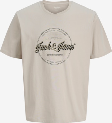 Jack & Jones Plus T-Shirt 'JJEDOVER DENIM' in Beige: Vorderseite