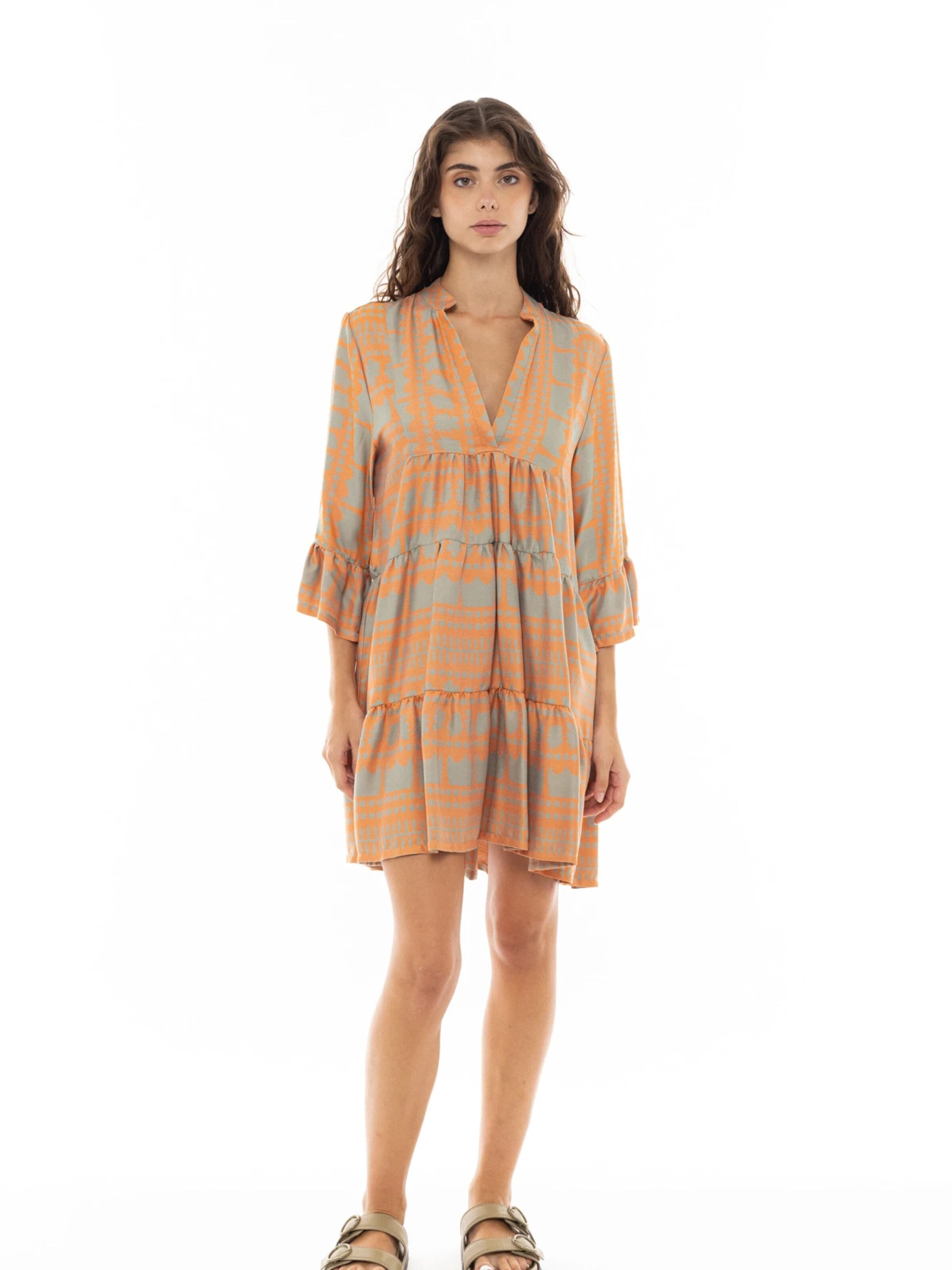 Pink Label Sommerkjole 'BEACHWEAR EMBROIDERY CROWN' i orange: forside