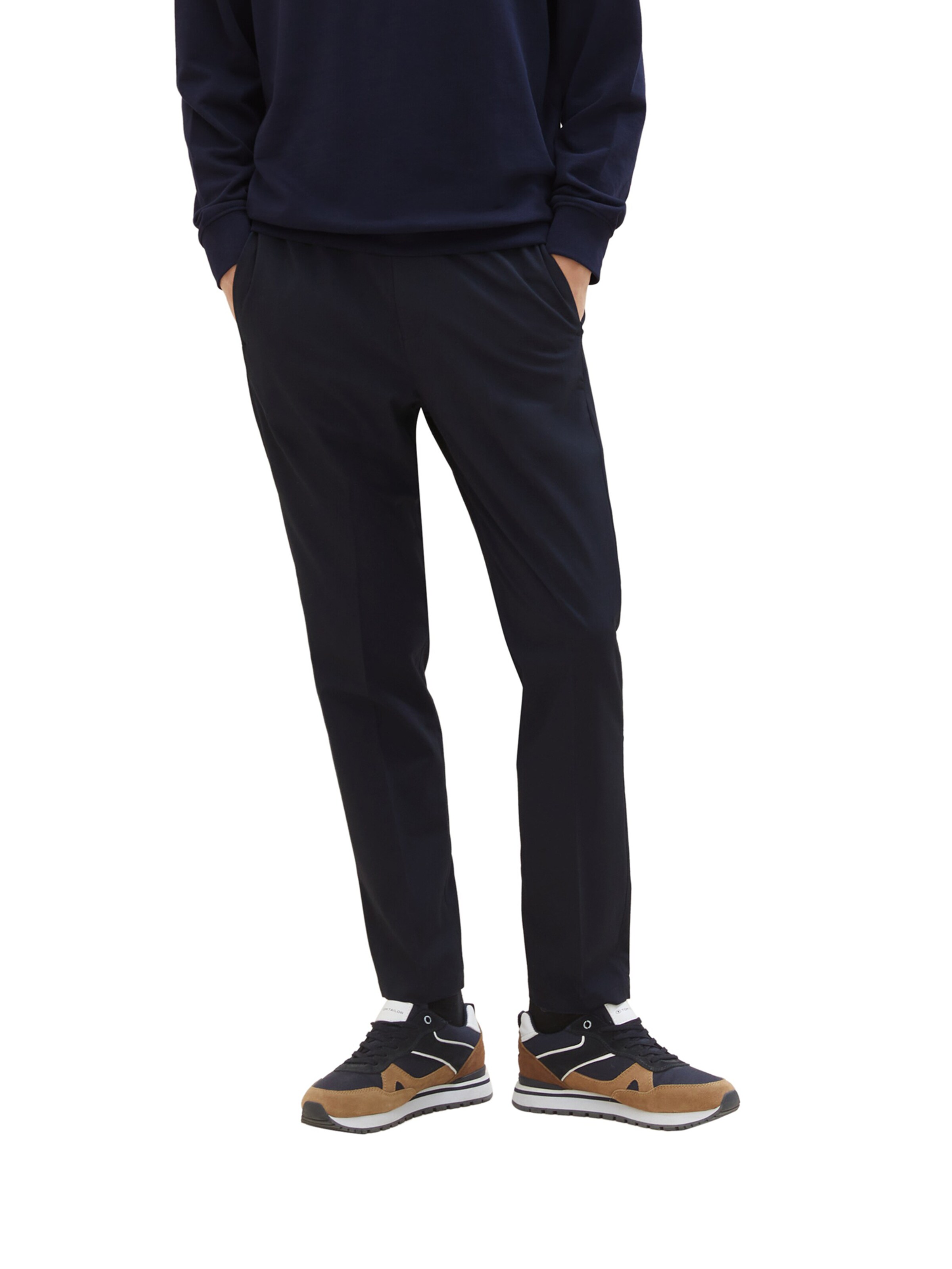 Regular Pantalon à plis TOM TAILOR DENIM en bleu : devant