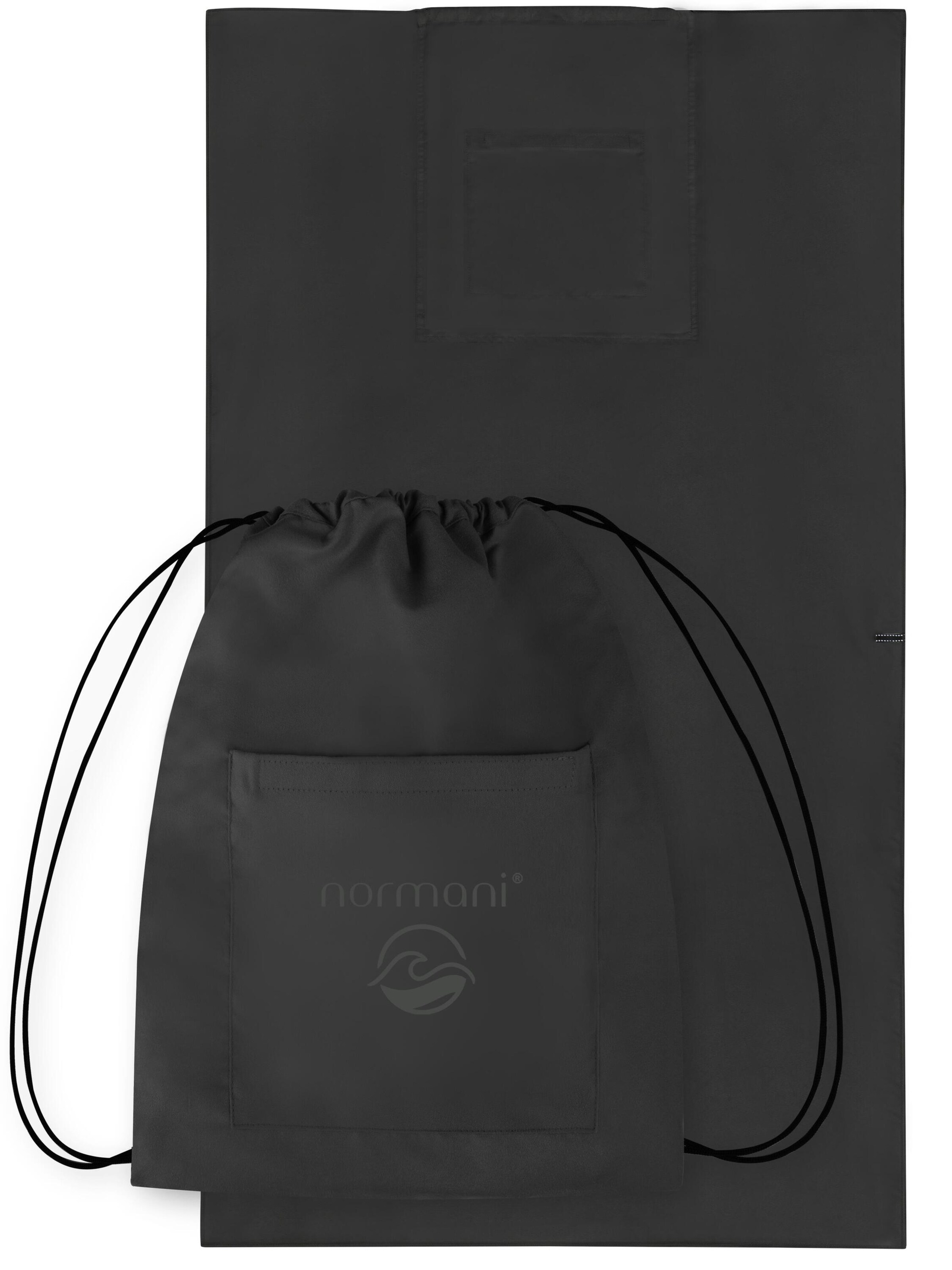 normani Badehandtuch mit Rucksackfunktion ' ' in Schwarz: Vorderseite