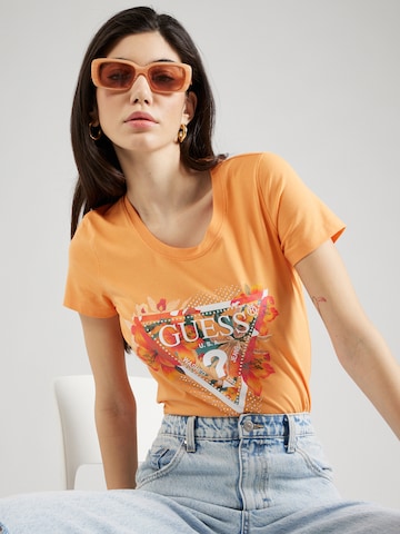 GUESS Тениска в оранжево: отпред