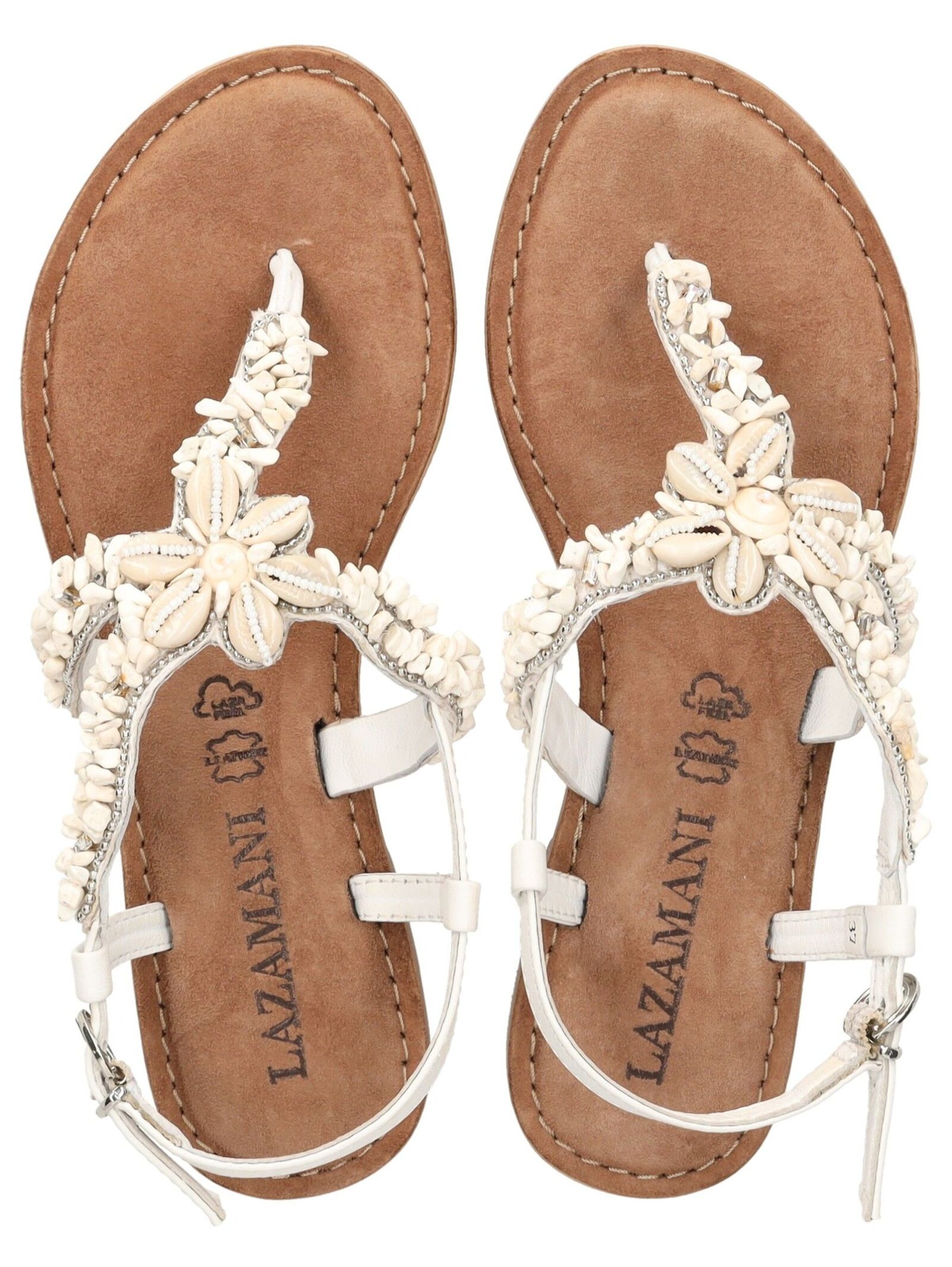 LAZAMANI T-Bar Sandals in White
