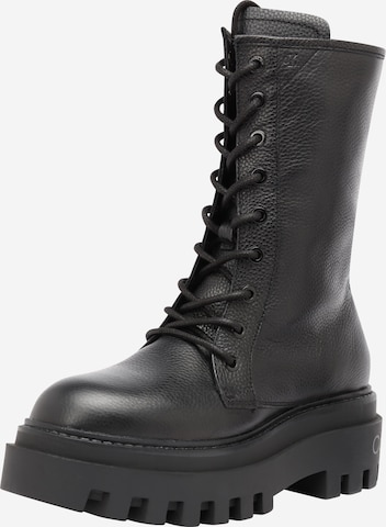 Calvin Klein Lace-Up Boots in Black: front