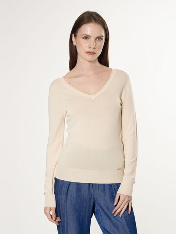 Pull-over Influencer en beige : devant