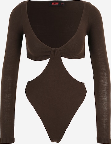 Misspap Shirt bodysuit in Brown: front