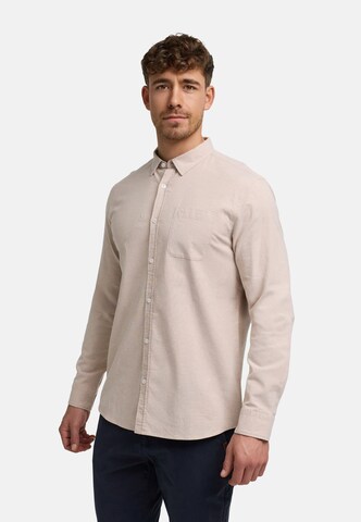 JEFF Comfort fit Button Up Shirt 'Silvwin' in Beige