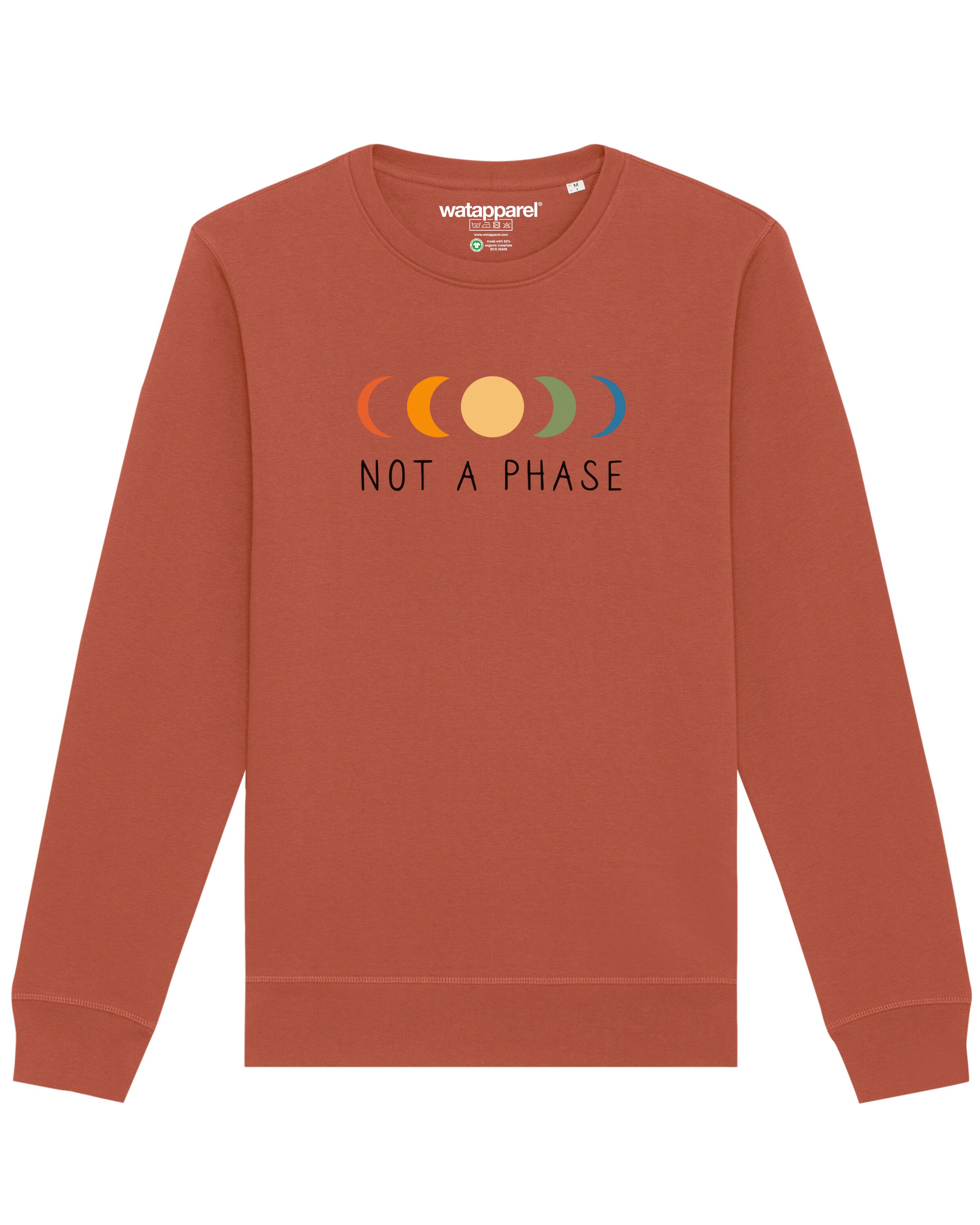 Watapparel Sweatshirt 'Not a Phase' in Bruin: voorkant