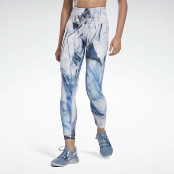 Reebok Skinny Workout Pants in Blue: front