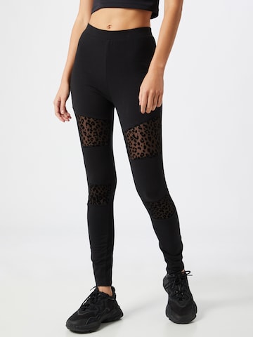 Urban Classics Skinny Leggings in Black: front