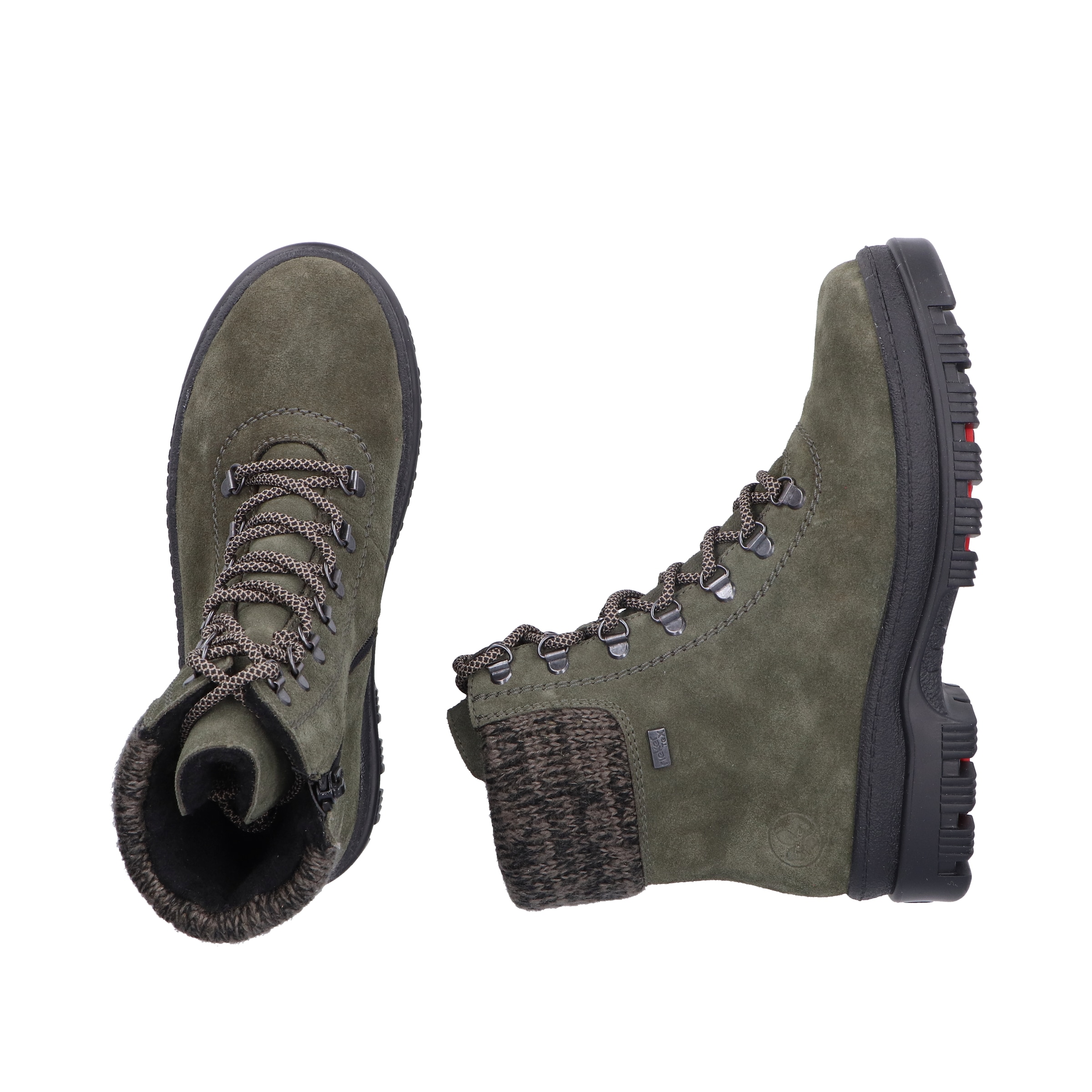 Rieker Lace-Up Ankle Boots in Green