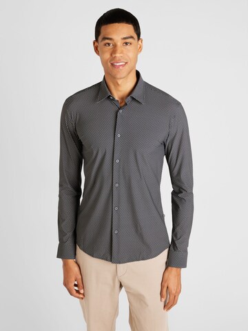 BOSS Slim fit Button Up Shirt 'P-ROAN' in Grey: front