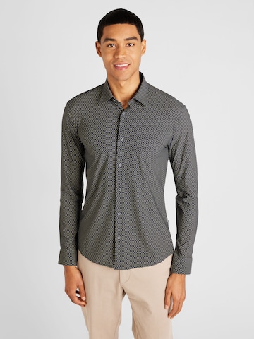 BOSS Black Slim fit Button Up Shirt 'P-ROAN' in Grey: front