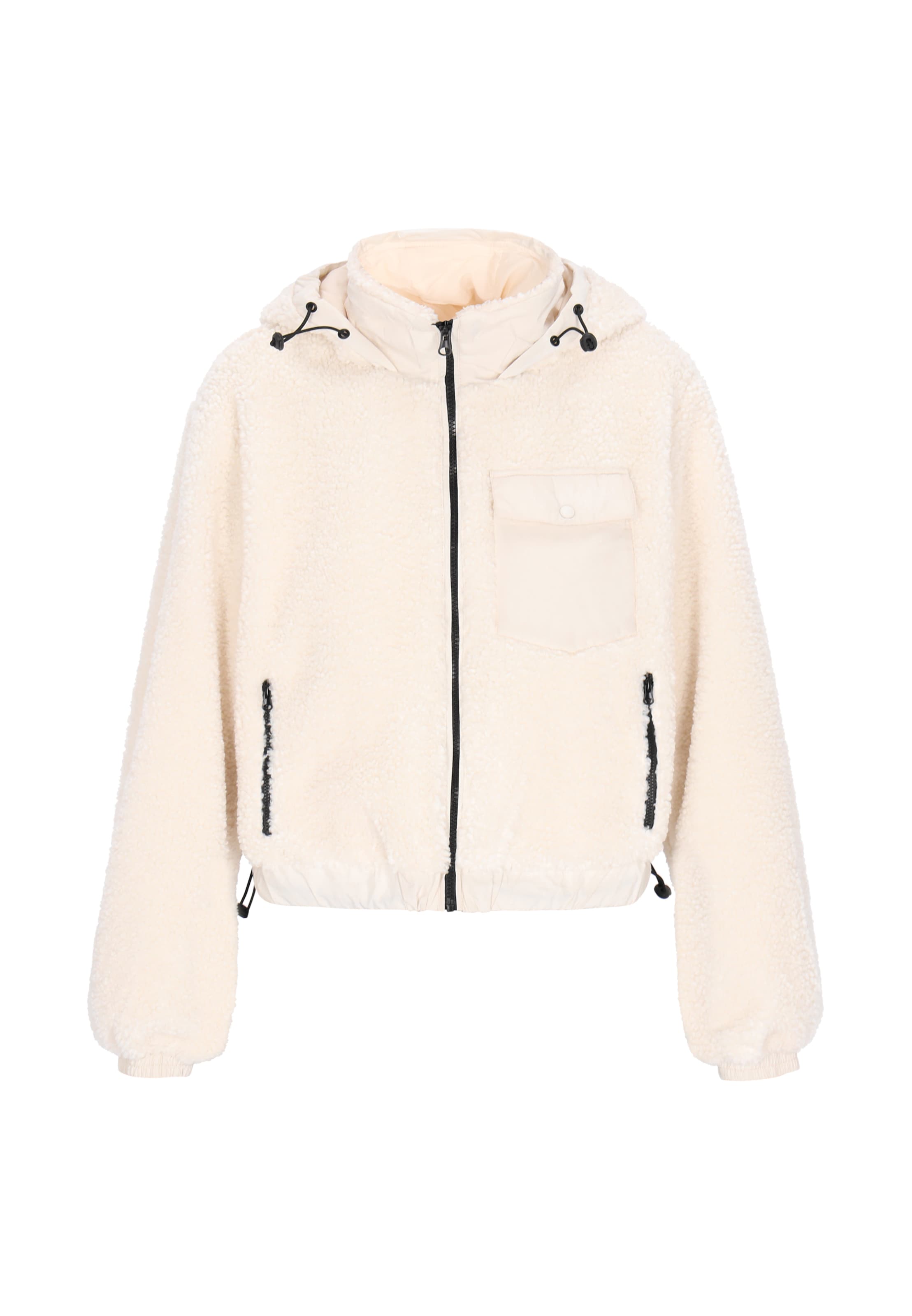 swirly Fleece jas in Beige: voorkant