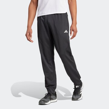 ADIDAS PERFORMANCE Tapered Workout Pants in Black: front