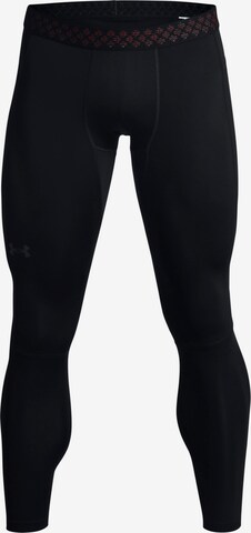 UNDER ARMOUR Skinny Workout Pants 'Rush Cold Gear' in Black: front