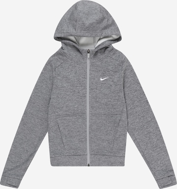 NIKE Athletic Zip-Up Hoodie in Grey: front