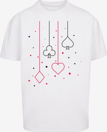 T-Shirt 'Kreuz Pik Herz Karo Poker Kartenspiel' F4NT4STIC en blanc : devant