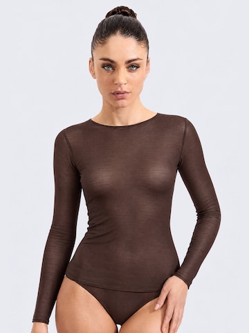 Ciocca - Camiseta térmica 'Cashmere undershirt barchetta' en marrón