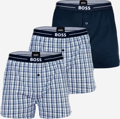 BOSS Boxers en bleu / bleu foncé / noir / blanc, Vue avec produit