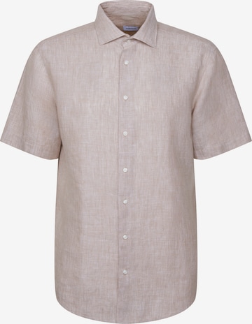 SEIDENSTICKER Regular fit Zakelijk overhemd 'Smart Linen' in Beige: voorkant