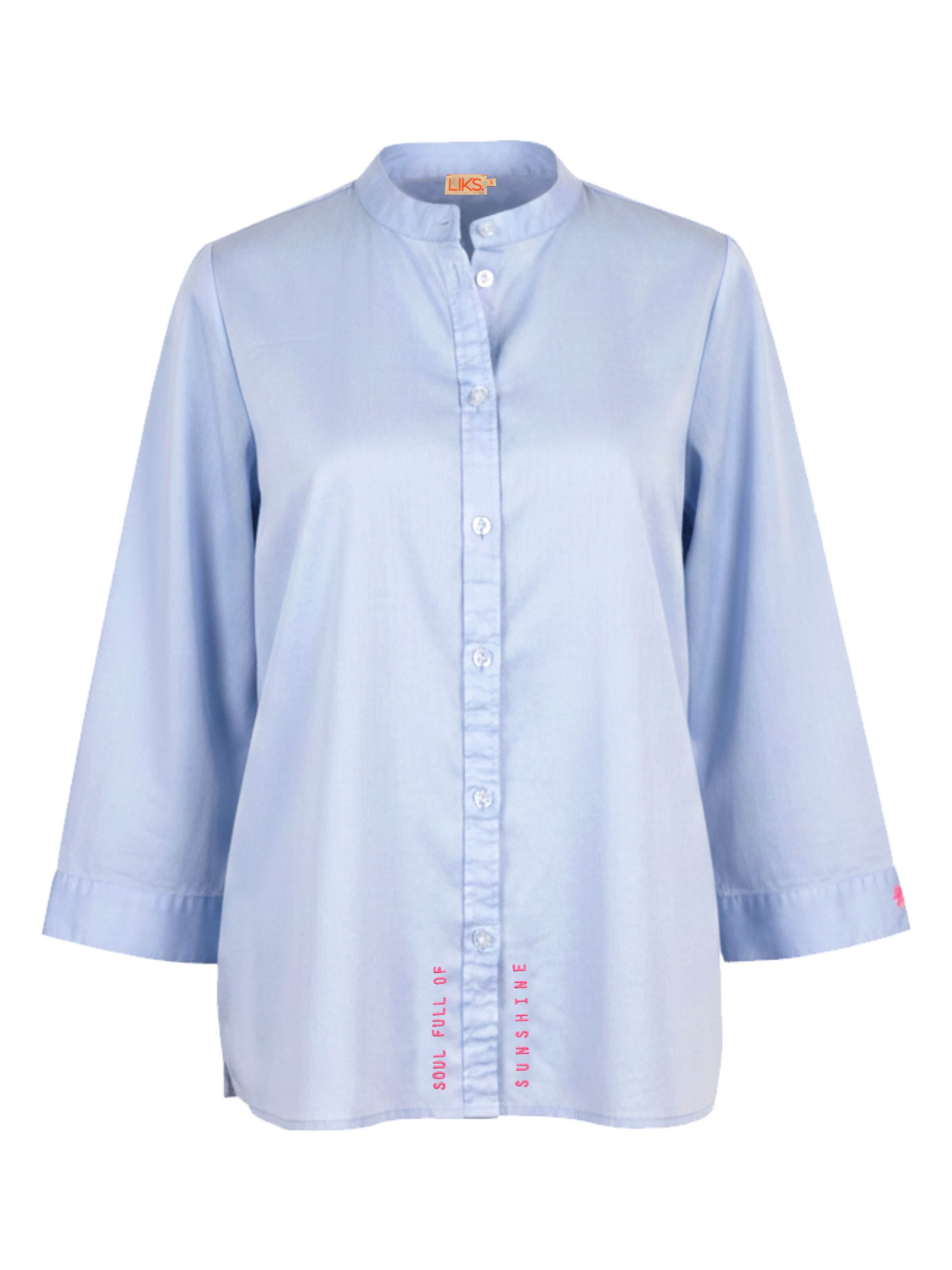 Camicia da donna 'Bluse mit Stickerei aus Baumwolle - GoldieC' di LIKS. Munich in blu: frontale