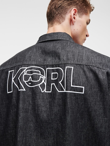 Karl Lagerfeld Comfort Fit Skjorte ' Ikonik 2.0 ' i sort