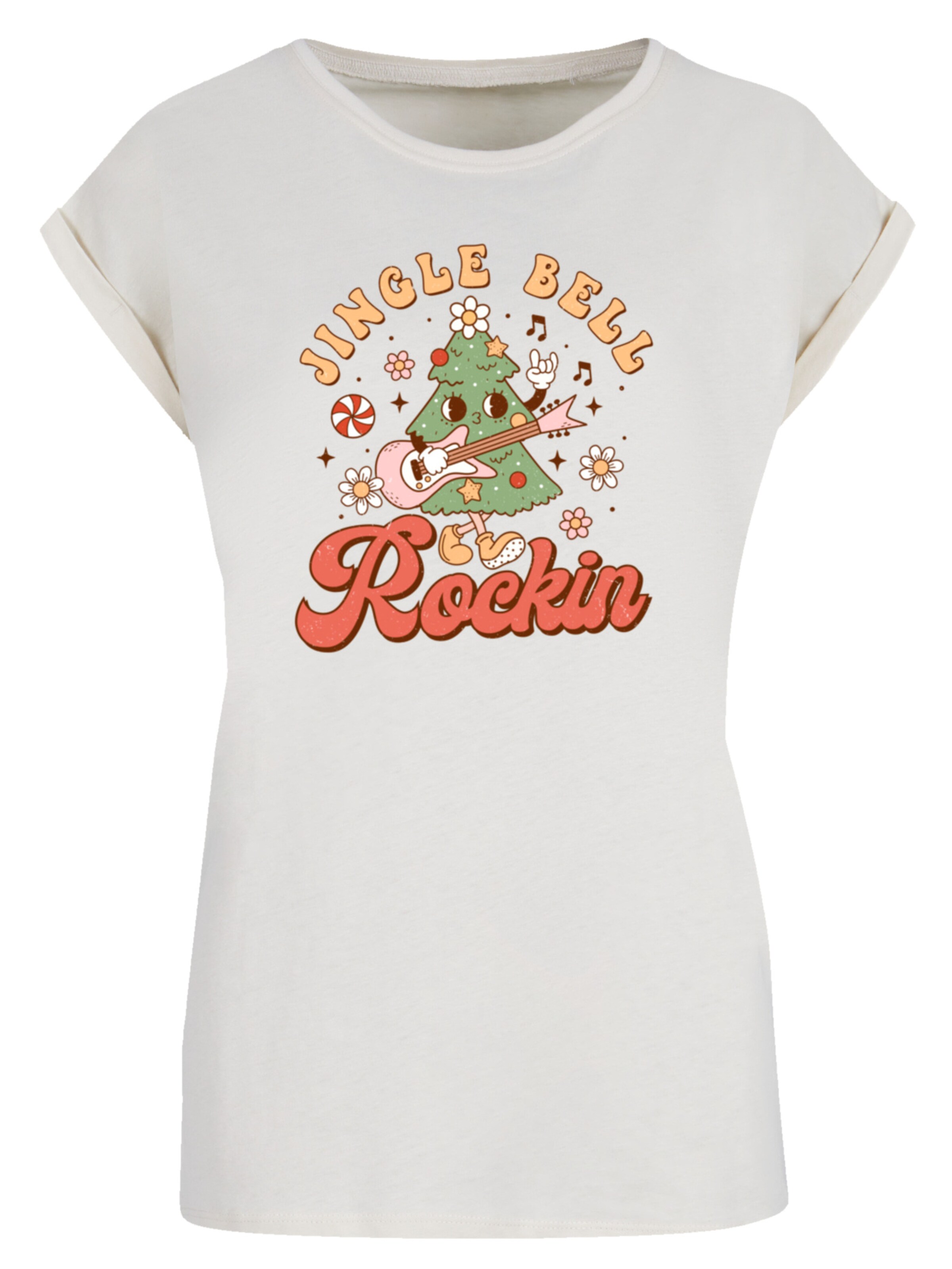 T-shirt 'Jingle Bell Rockin Christmas' F4NT4STIC en beige : devant