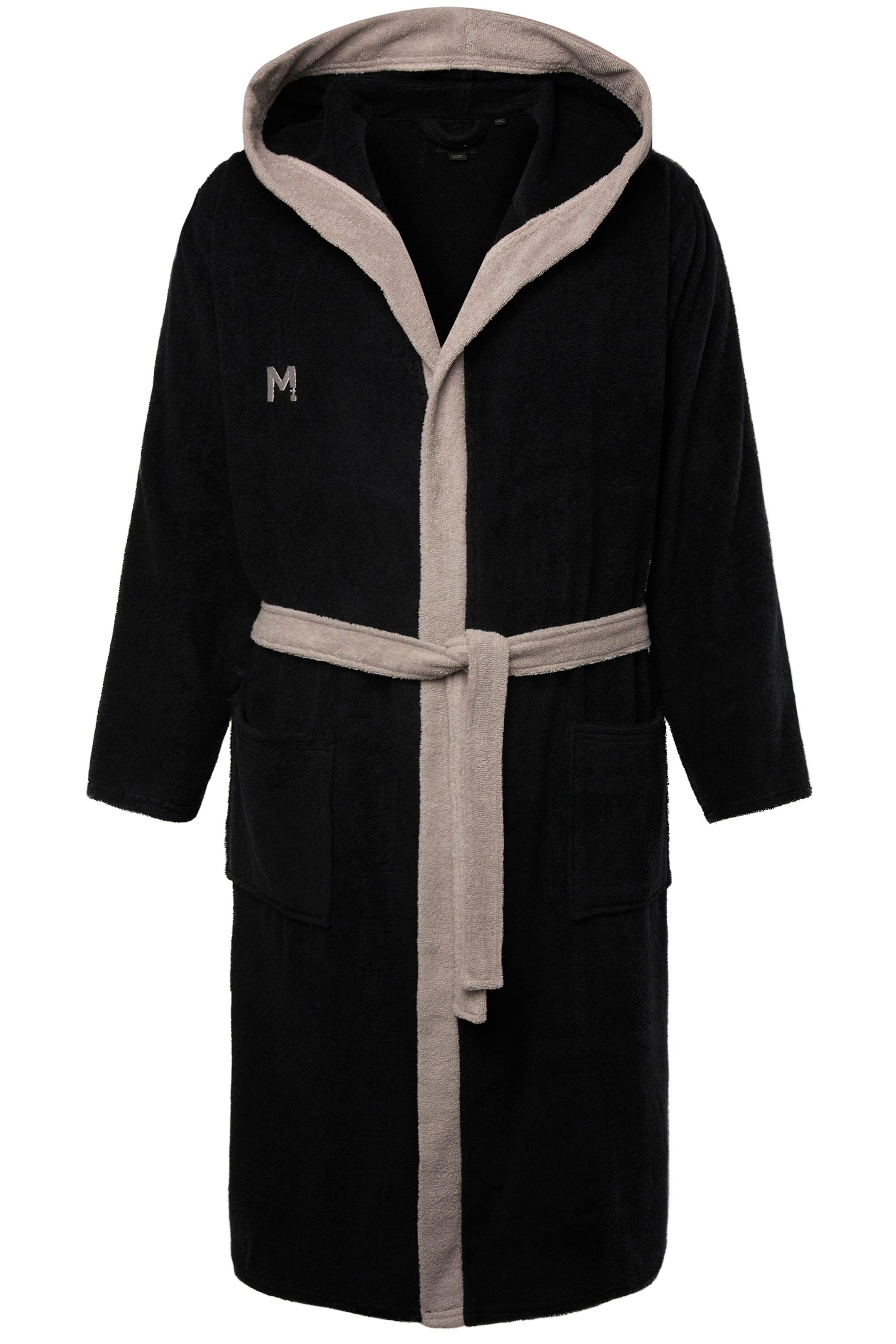 Men Plus Badjas lang  in Zwart: voorkant