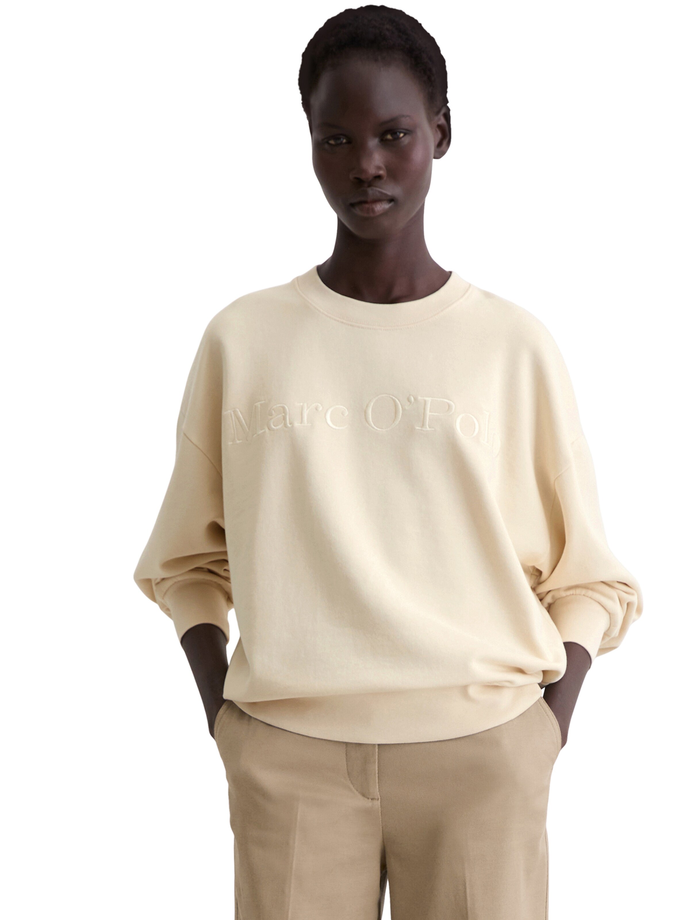 Sweat-shirt Marc O'Polo en beige : devant