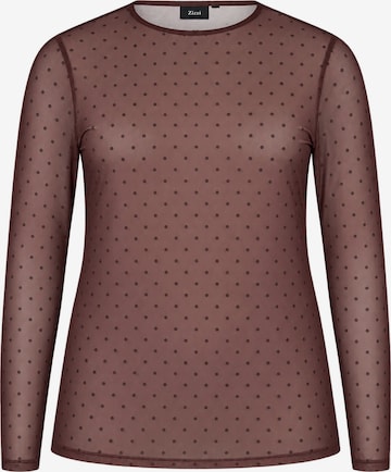 Zizzi Blouse 'EBRITT' in Bruin: voorkant