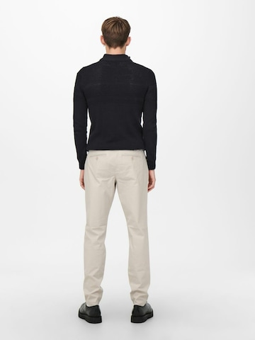 Only & Sons Slim fit Pleat-Front Pants 'Cam' in Beige