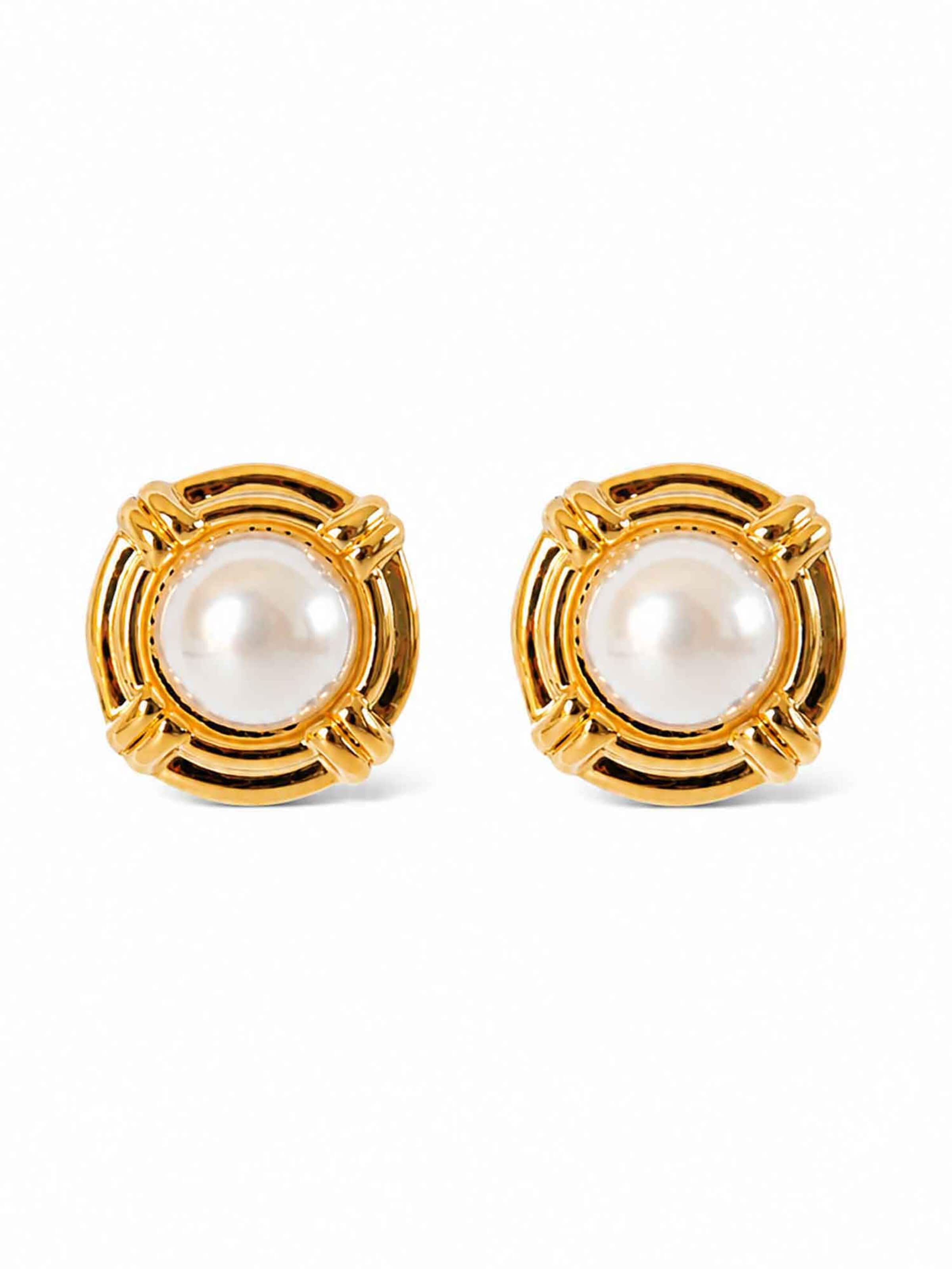 RteRmeNaušnice 'Vintage Gold Circular Pearl Earrings' - zlatna boja: prednji dio
