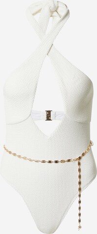 River Island High-neck Ολόσωμο μαγιό σε μπεζ: μπροστά