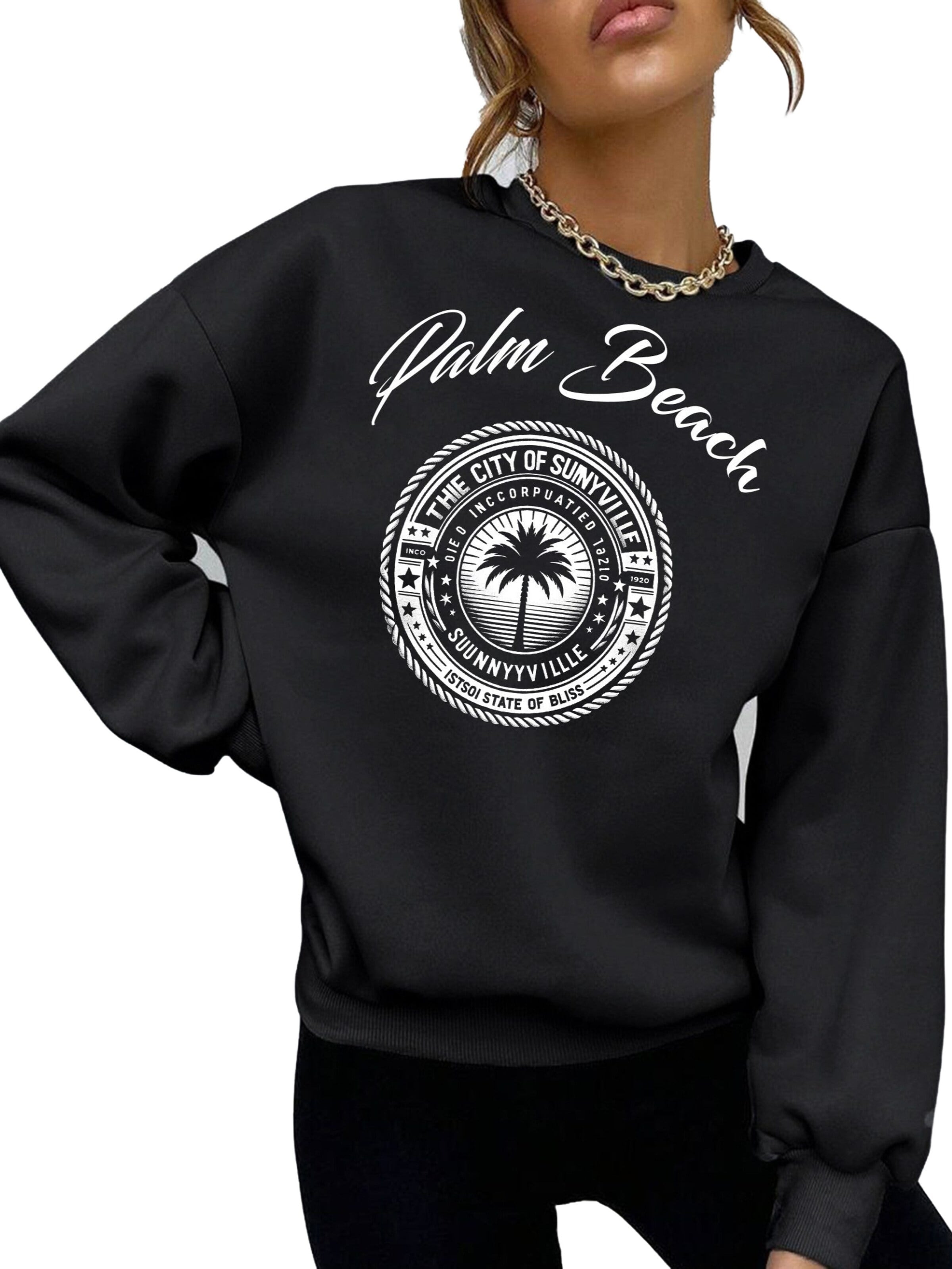 RMK Sweatshirt 'Palm Beach' in Black: front
