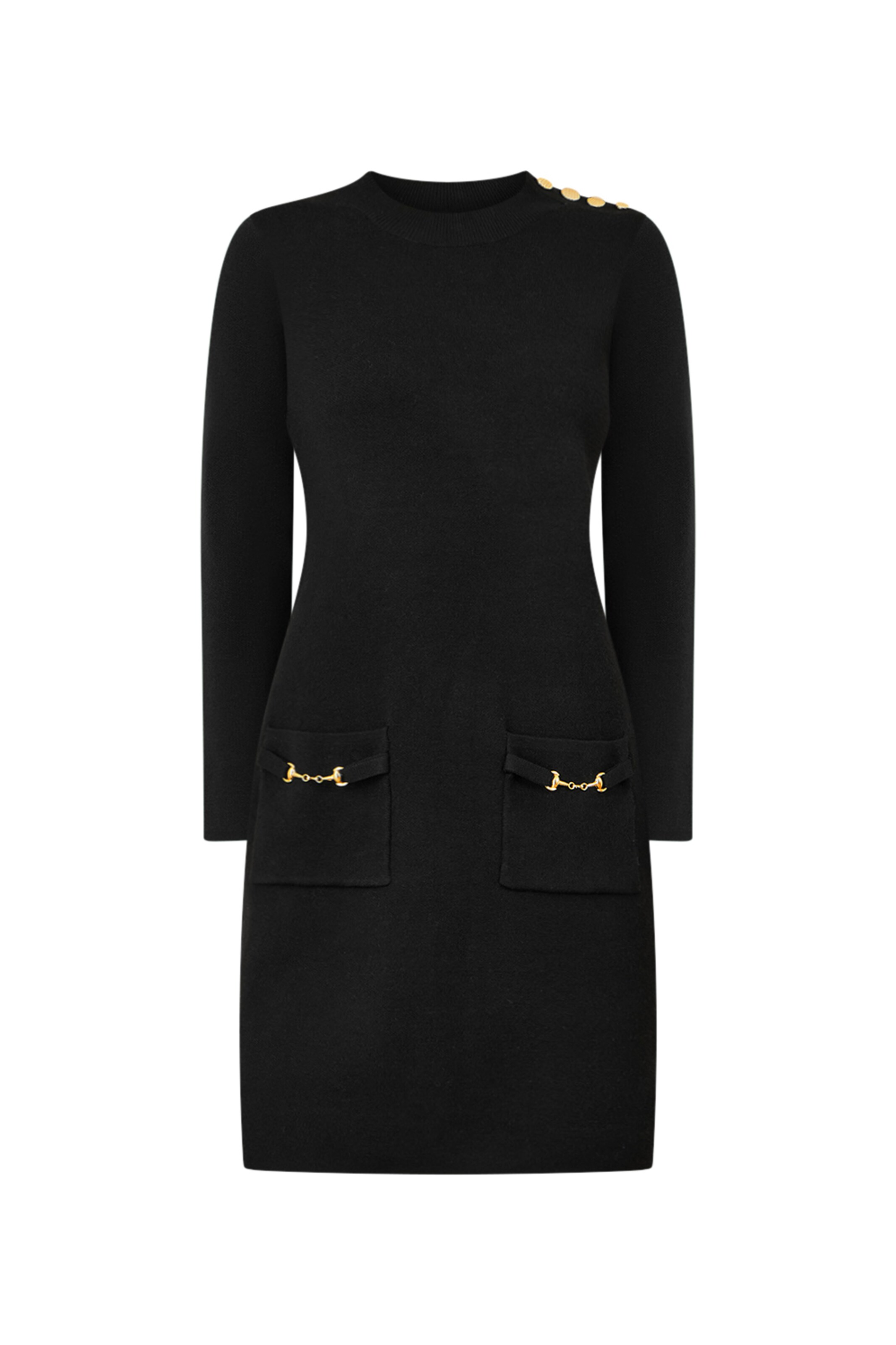 Yumi Strickkleid in Schwarz: Vorderseite