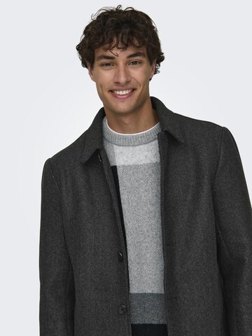 Manteau mi-saison 'ADAM' Only & Sons en gris