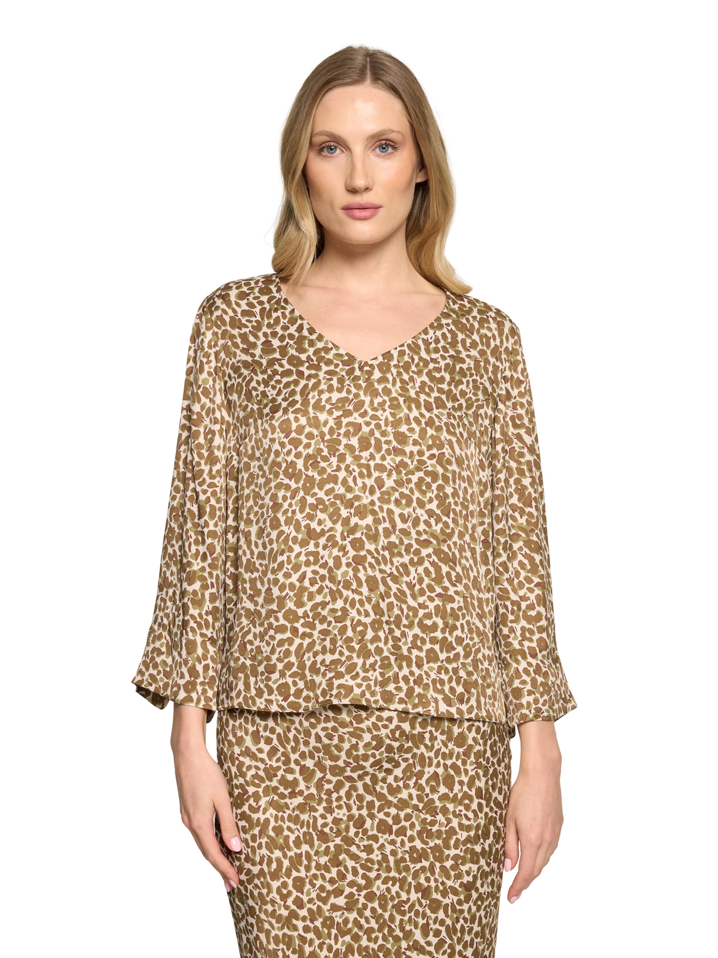 Betty Barclay Schlupfbluse mit Leoprint in Beige: Vorderseite