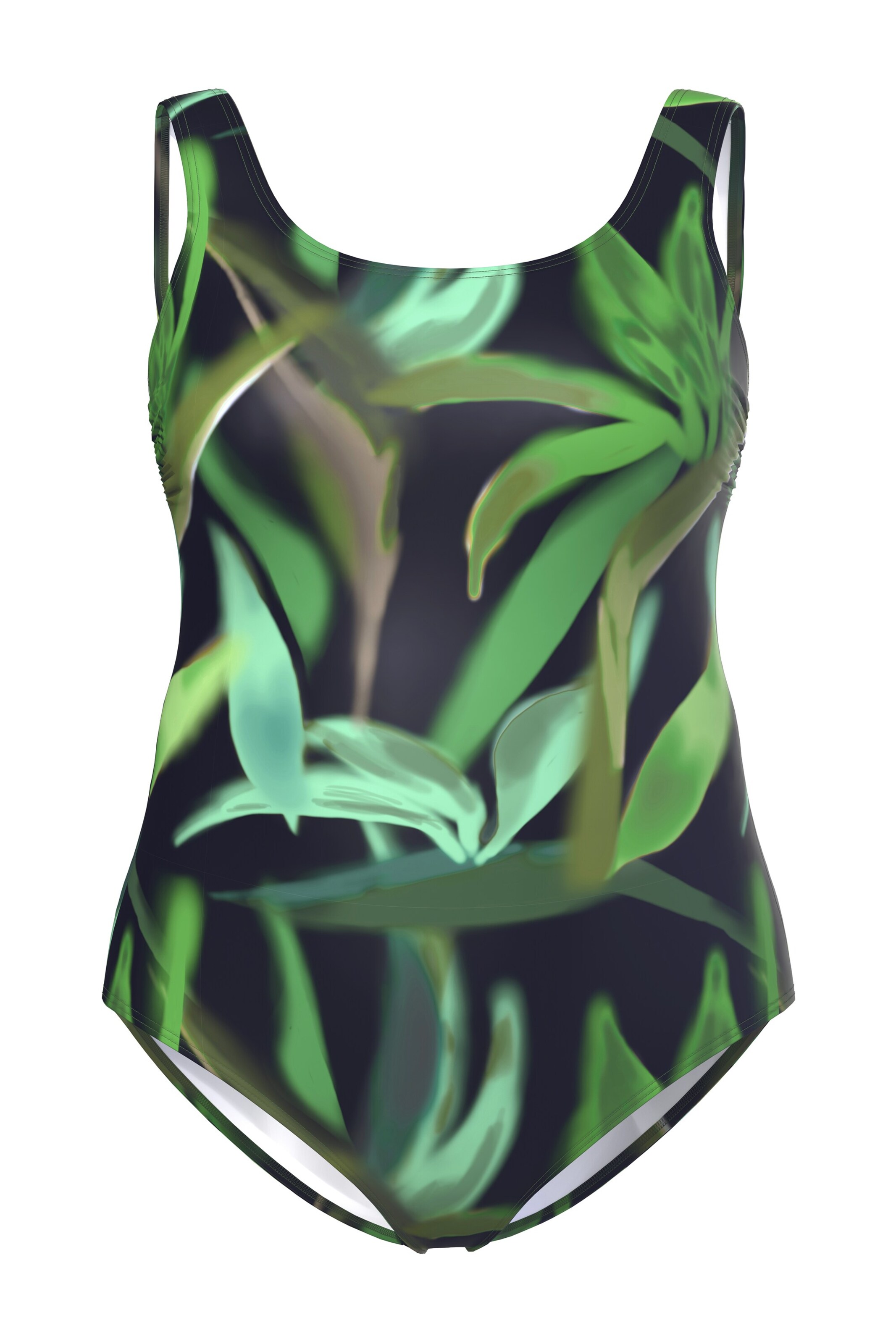 Ulla Popken T-Shirt Badeanzug in Grün: Vorderseite