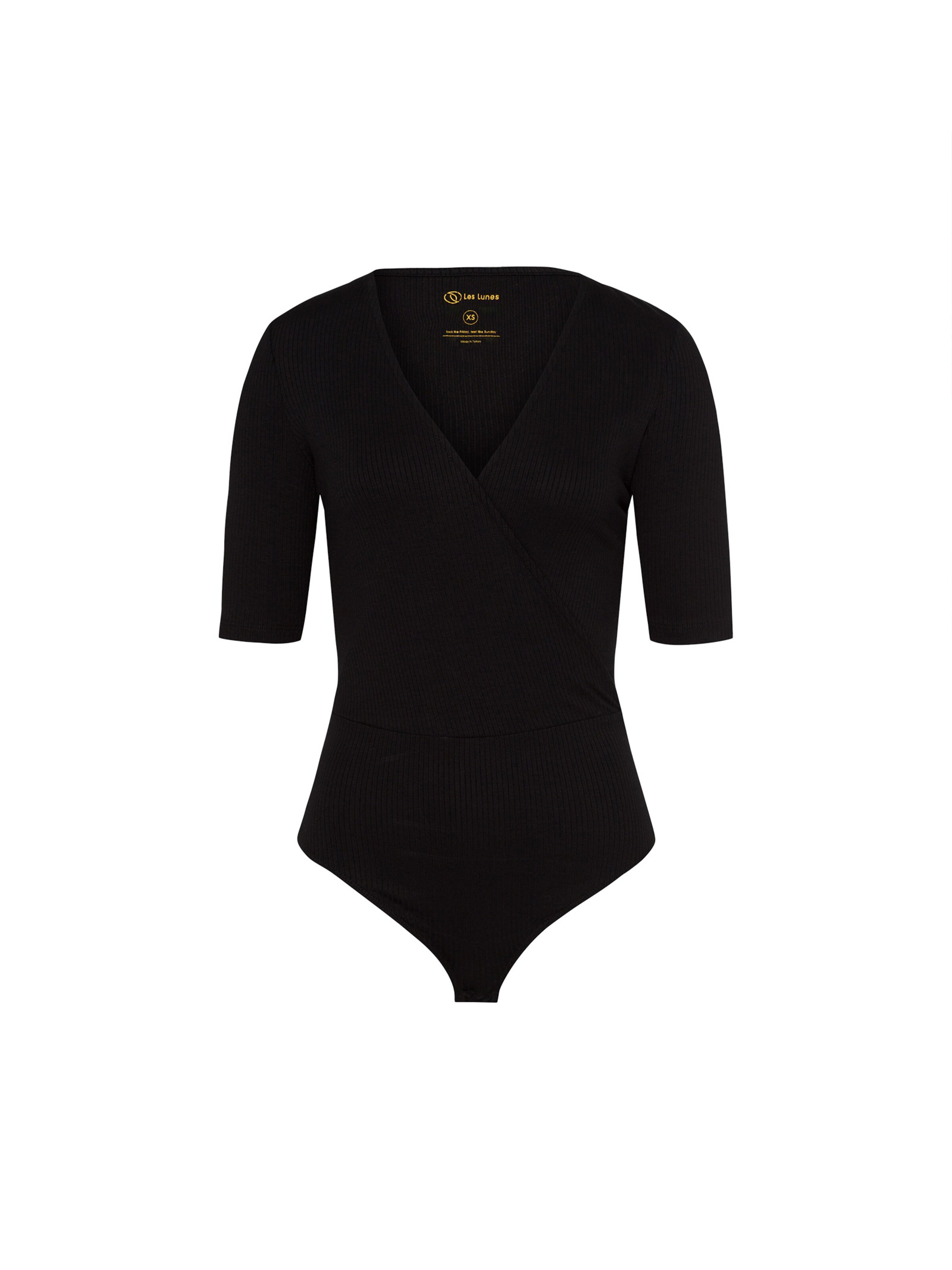 Les Lunes Shirt body 'Zoey' in Zwart: voorkant