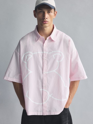 Pull&Bear Comfort Fit Hemd in Pink: Vorderseite