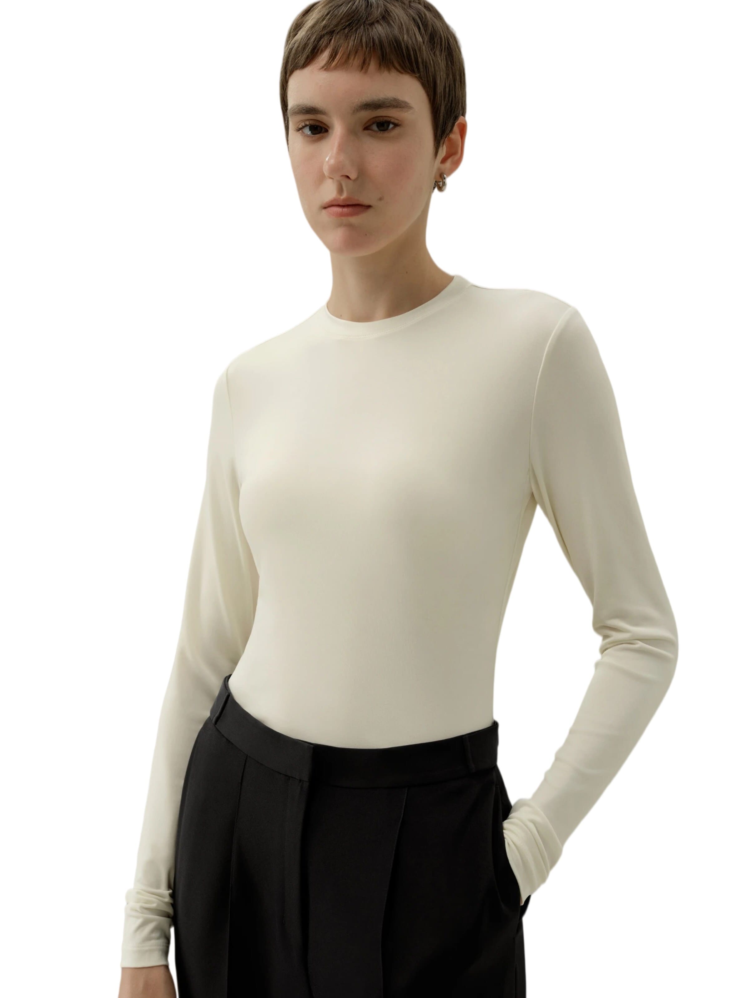 Lilysilk - Camiseta 'Seide Breeze Jersey Sensibles Top' en blanco