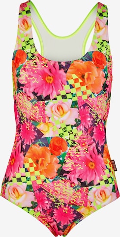 BECO the world of aquasports Sports swimsuit 'Fresh Flowers' in Mixed colours: front