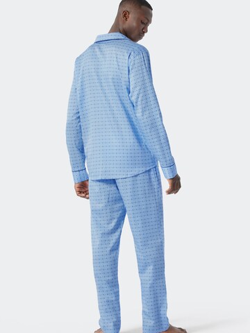 SCHIESSER Pyjamas lång 'Minimal Print' i blå